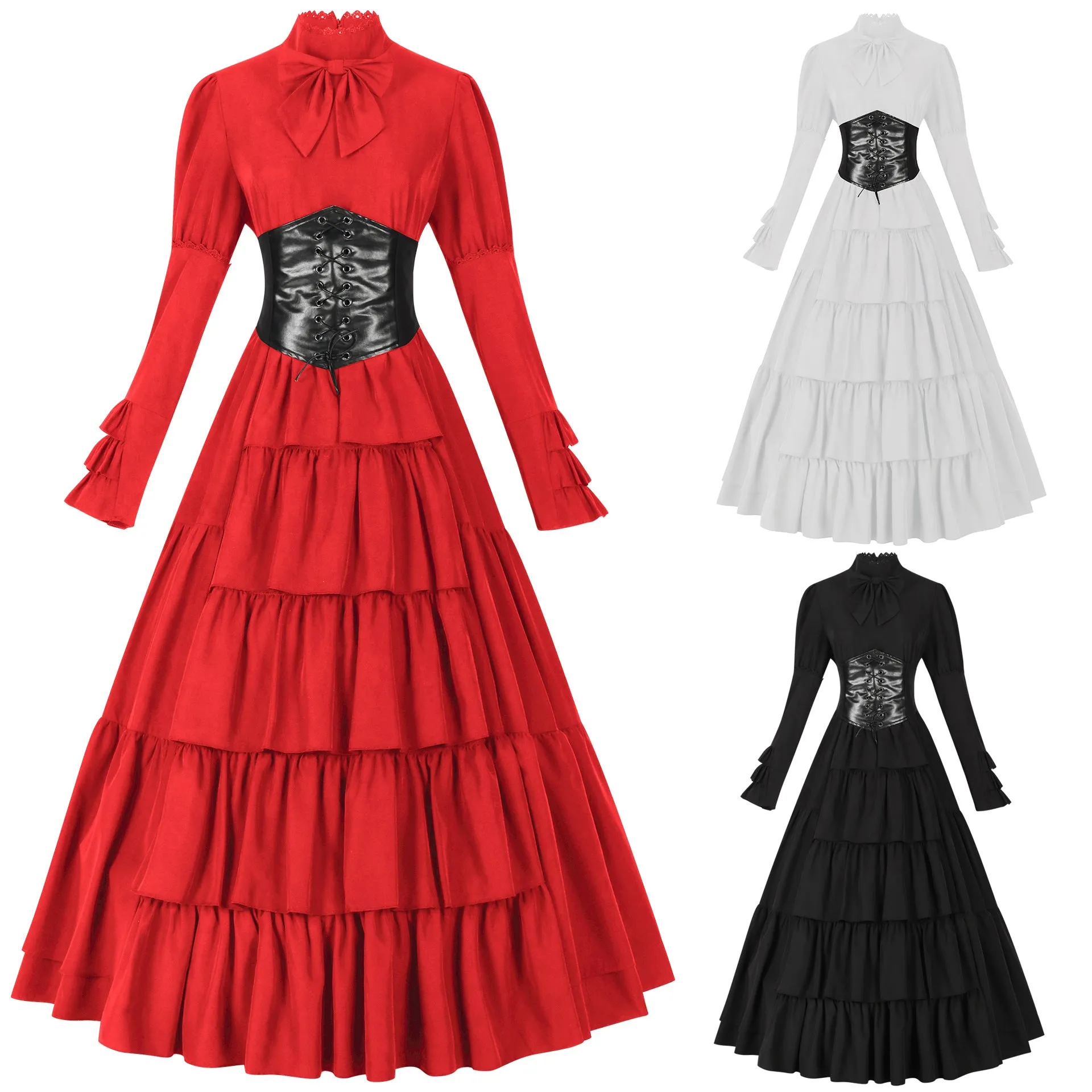 Amozae pretty halloween costumes Trade Middle East Court Dress Large Swing Dress Retro Medieval Long Dress Women's Skirt