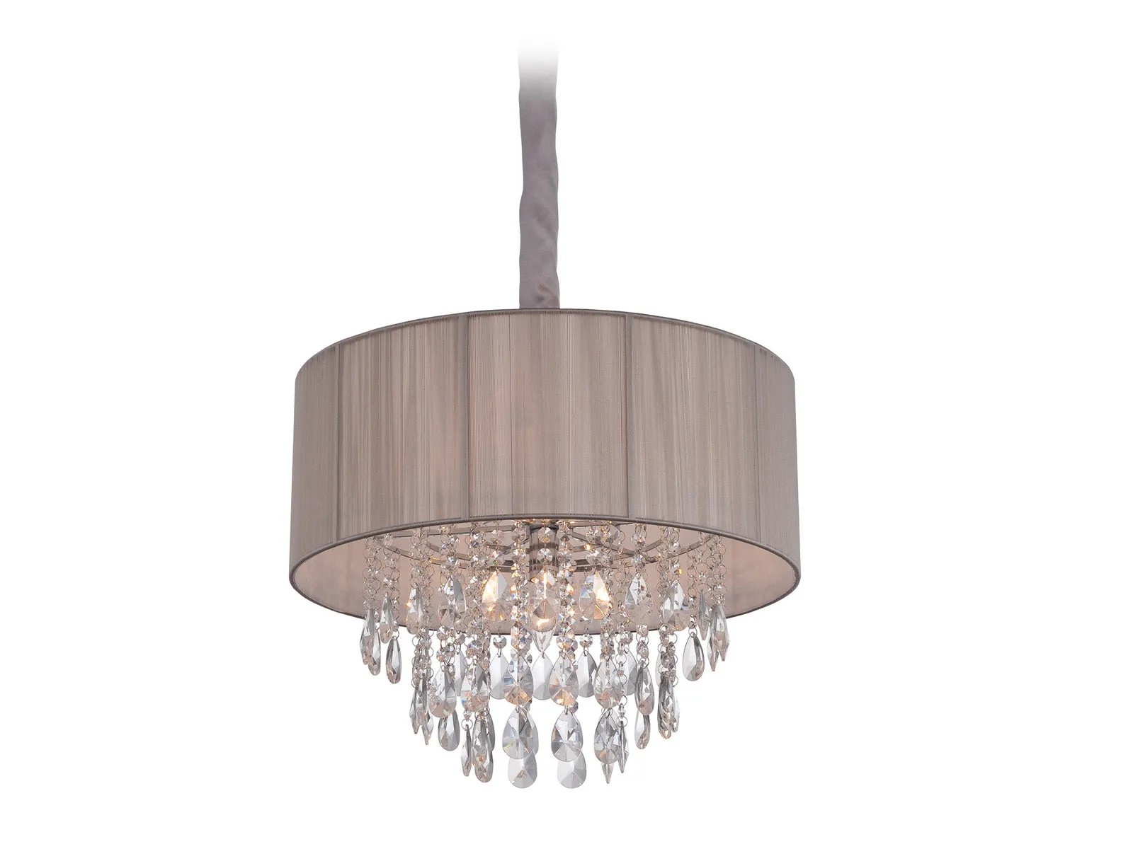 Avenue Lighting Vineland Ave. Collection Taupe Lined Silk String Shade and Crystal Hanging Fixture Hanging Chandelier Taupe Silk String HF1506-TP