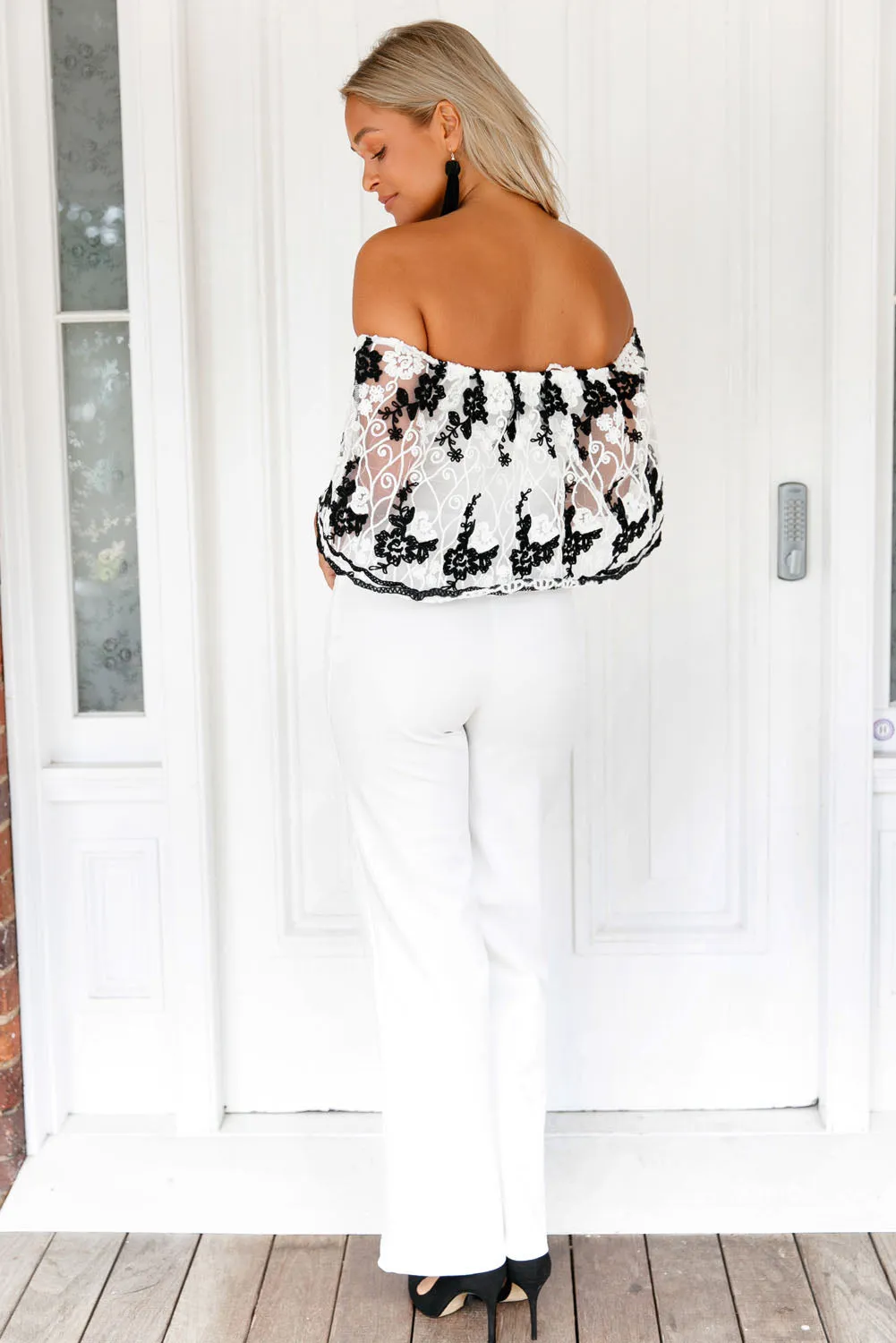 Black Embroidery Ruffle Overlay Strapless Jumpsuit