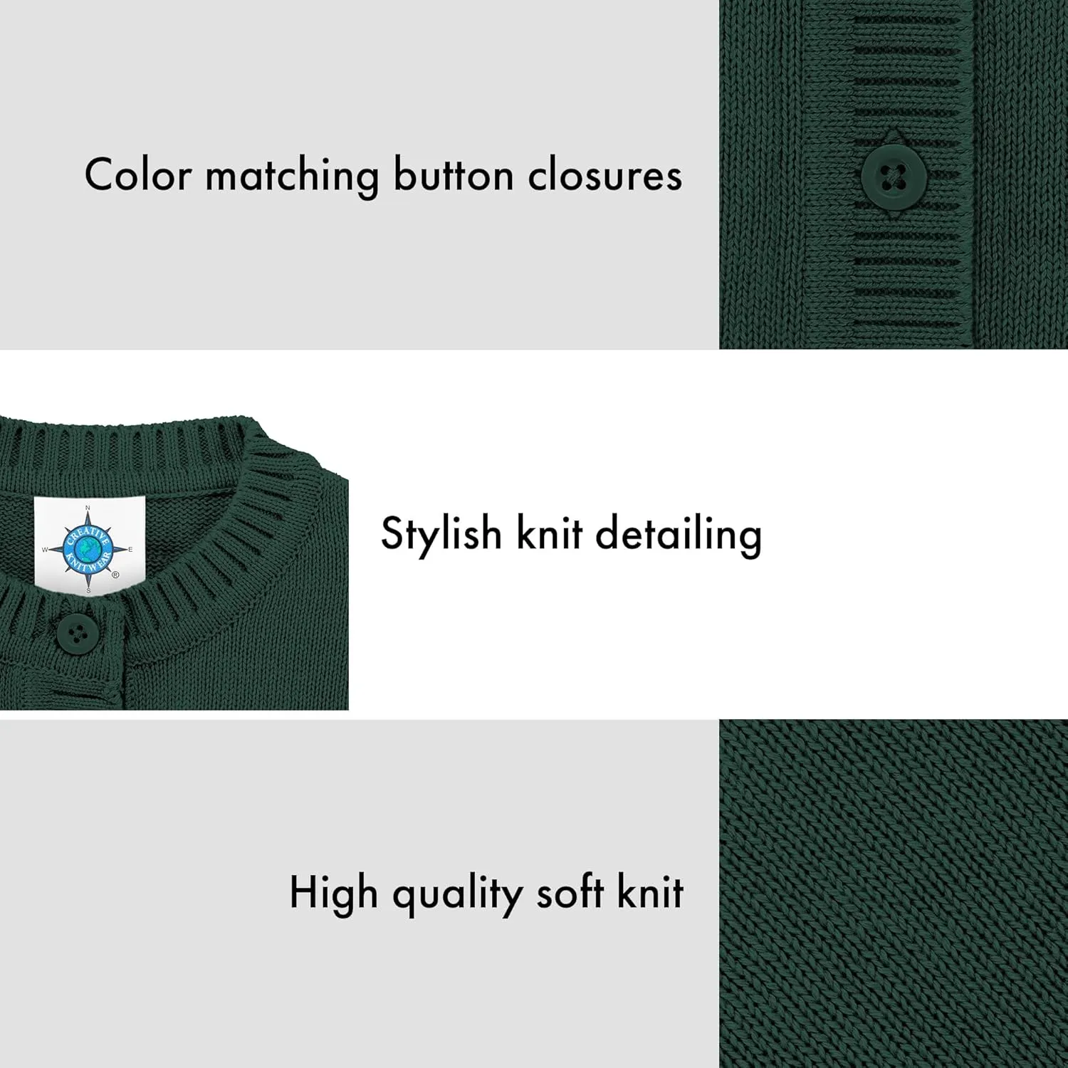 Creative Knitwear College Baby Cardigan Sweater - Long Sleeve, Multiple Colors, for Boys & Girls (0 Months - 4T)