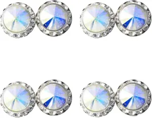 DOLON 4 Pairs 17mm Round Shaped Acrylic Stone Crystal Post Earring Studs Jewelry Gift for Women Bridal Wedding Casual Stage Everyday Wear Jewelry