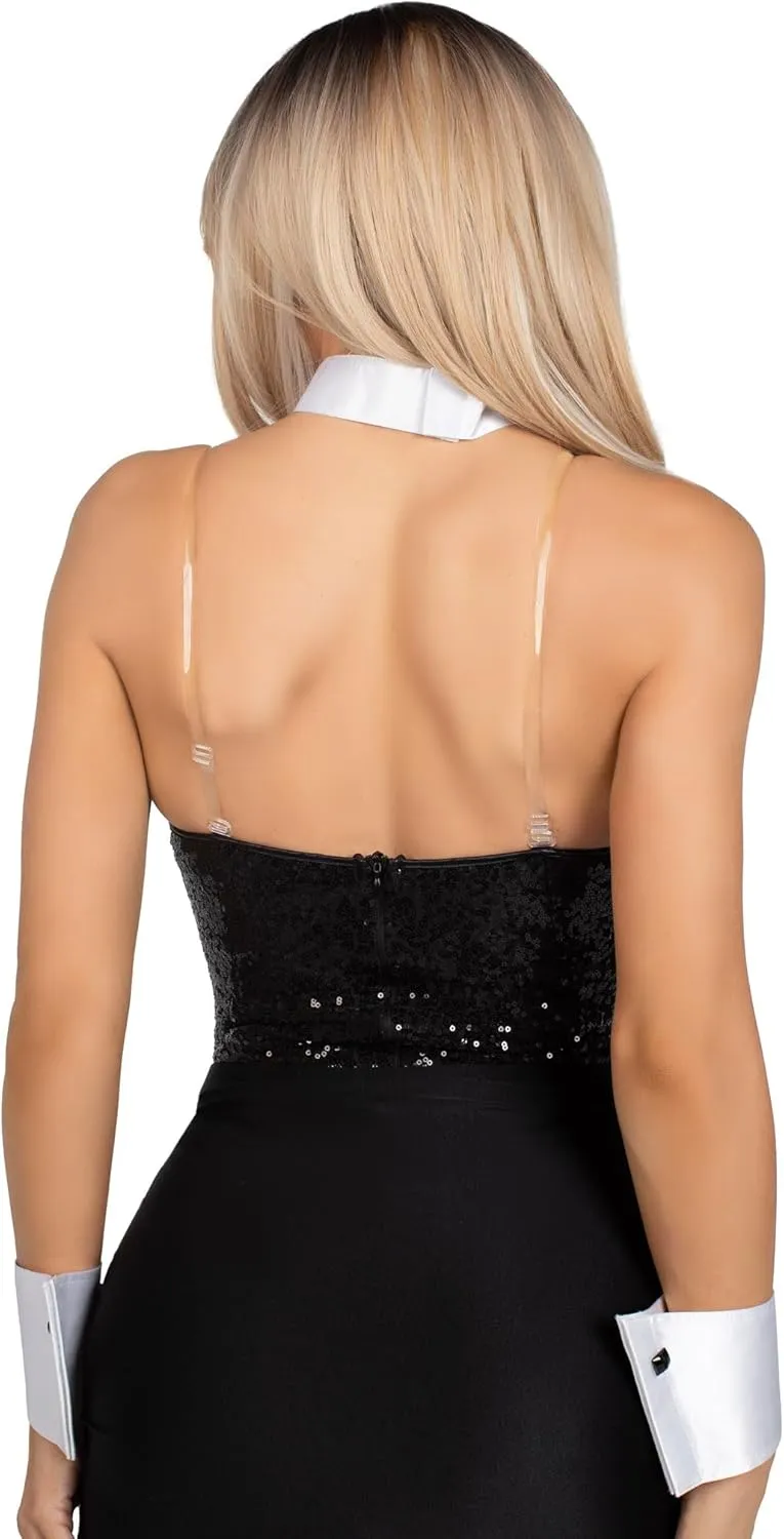 Leg Avenue womens 2 Pc Tuxedo Costume Accessory Kit With Bow Tie Collar, Wrist Cuffs