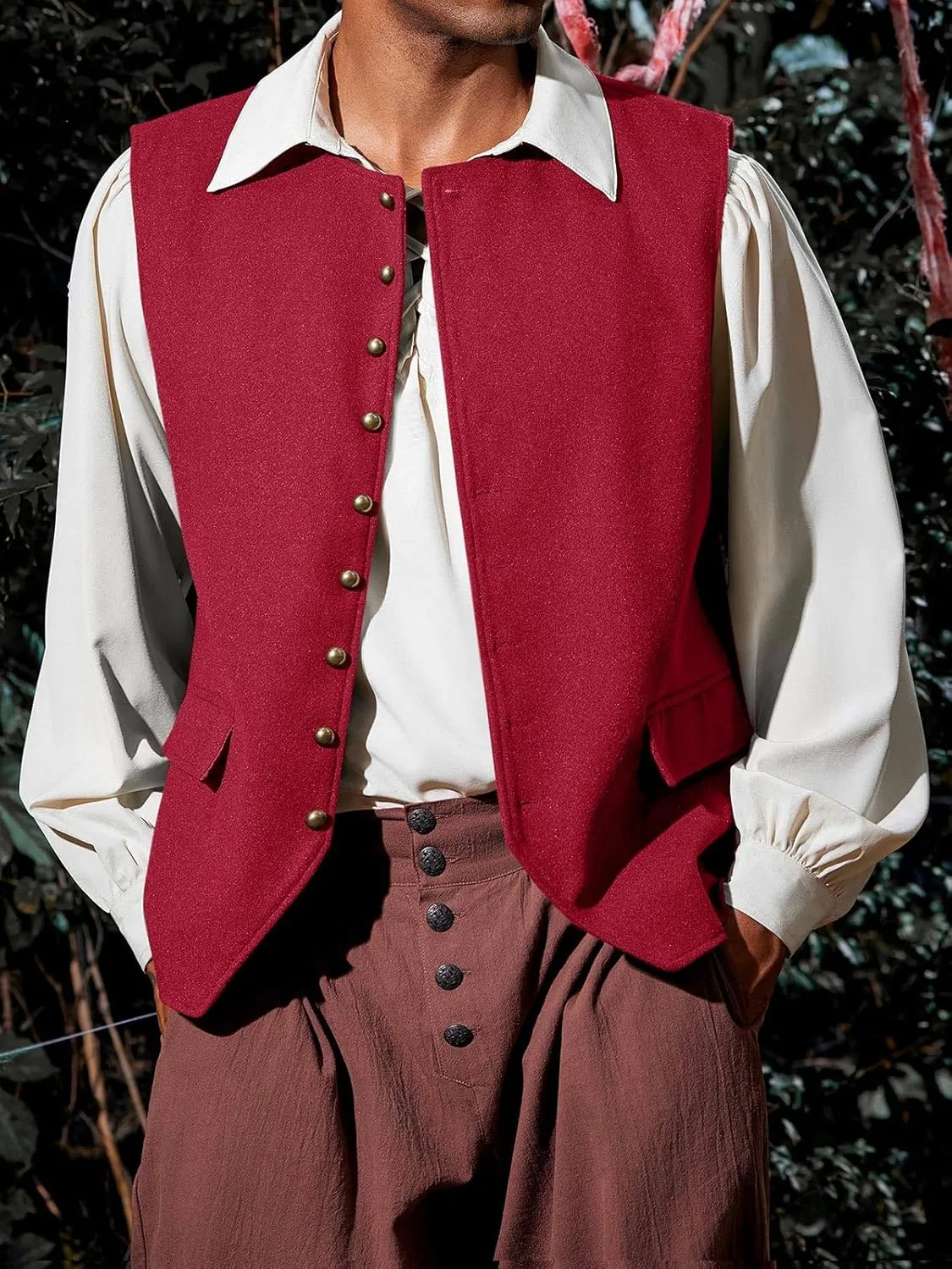 Runcati Mens Colonial Vest Renaissance Medieval Viking Costume Gothic Steampunk Halloween Retro Waistcoat