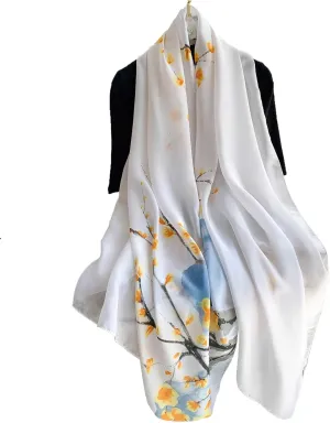 Silk Feeling Long Satin Scarf Fashion Beach Scarf Shawl Check Style Sunscreen Shawls Wraps-Lightweight Pattern