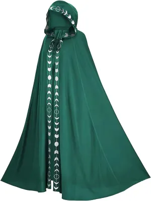 Unisex Gothic Mysterious Renaissance Wizard Witch Hooded Cloak Halloween Cosplay Costume Party Cape