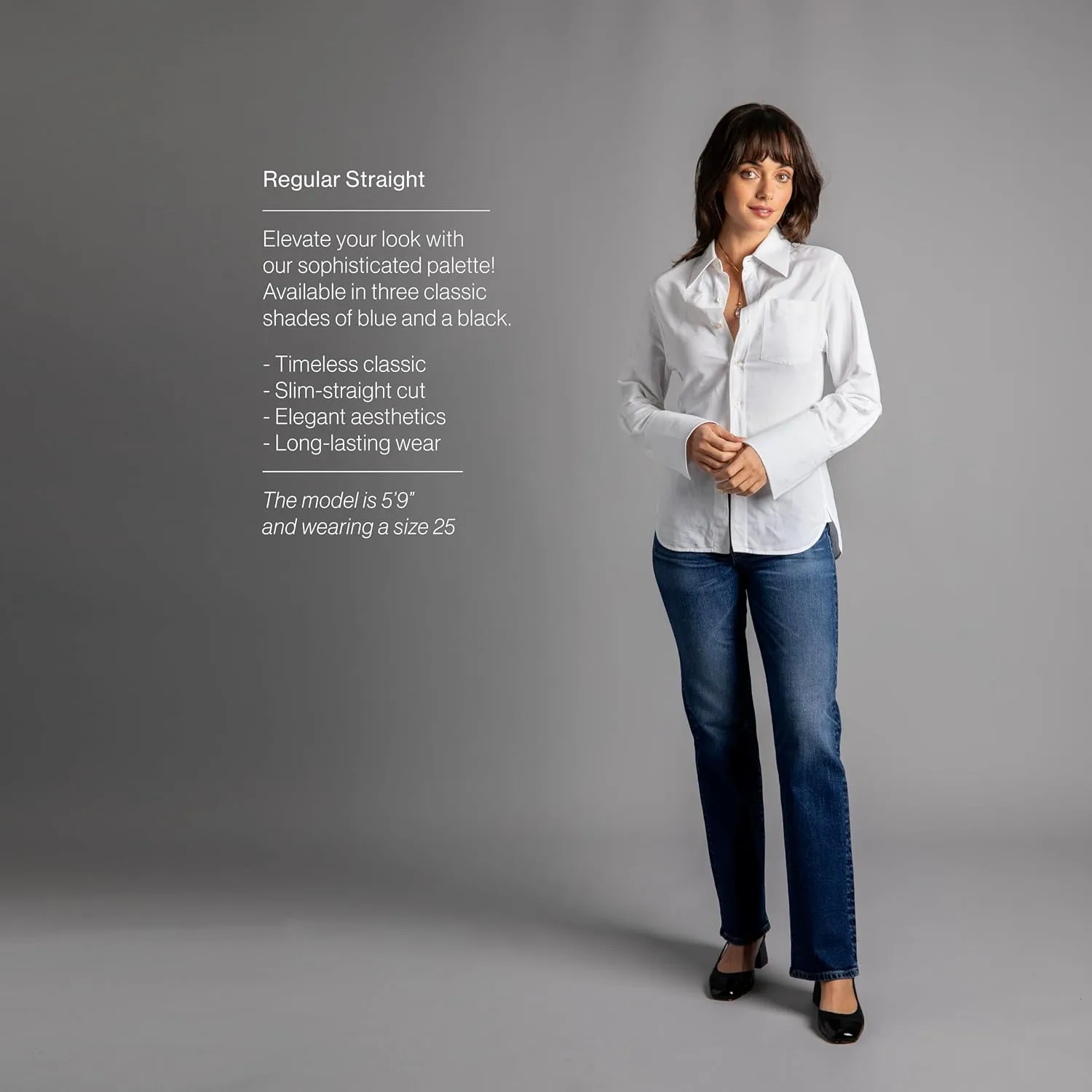Women's Mid Rise Regular Straight Jeans Classic Pants