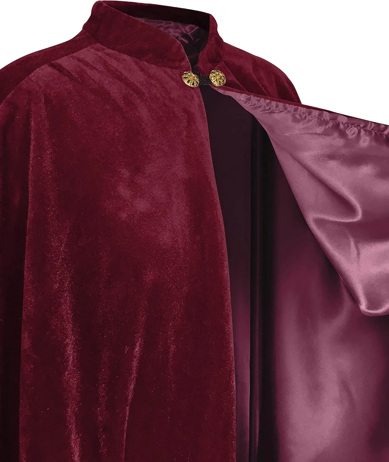 Women's Velvet Satin Lined Capelet Elegant Halloween Cosplay Cloak Cape, Wedding, Ren Faire