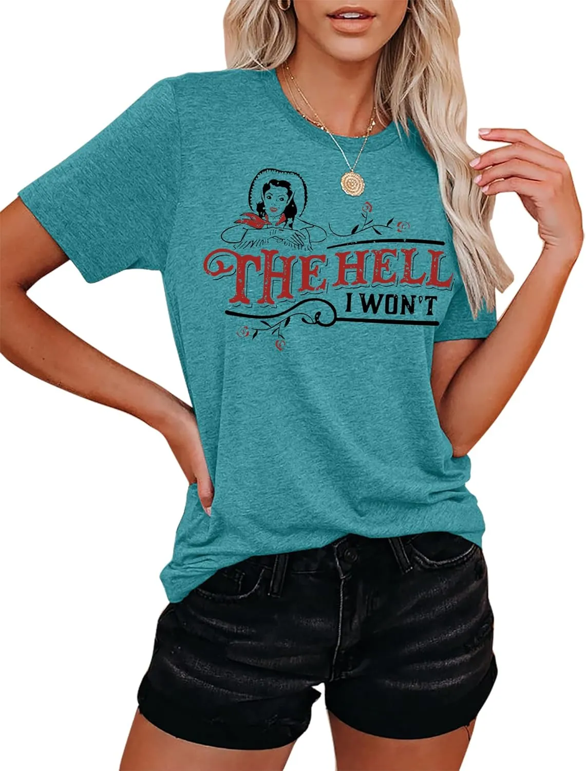 Womens Vintage Graphic T-Shirt Funny Saying Tees Casual Short Sleeve Top