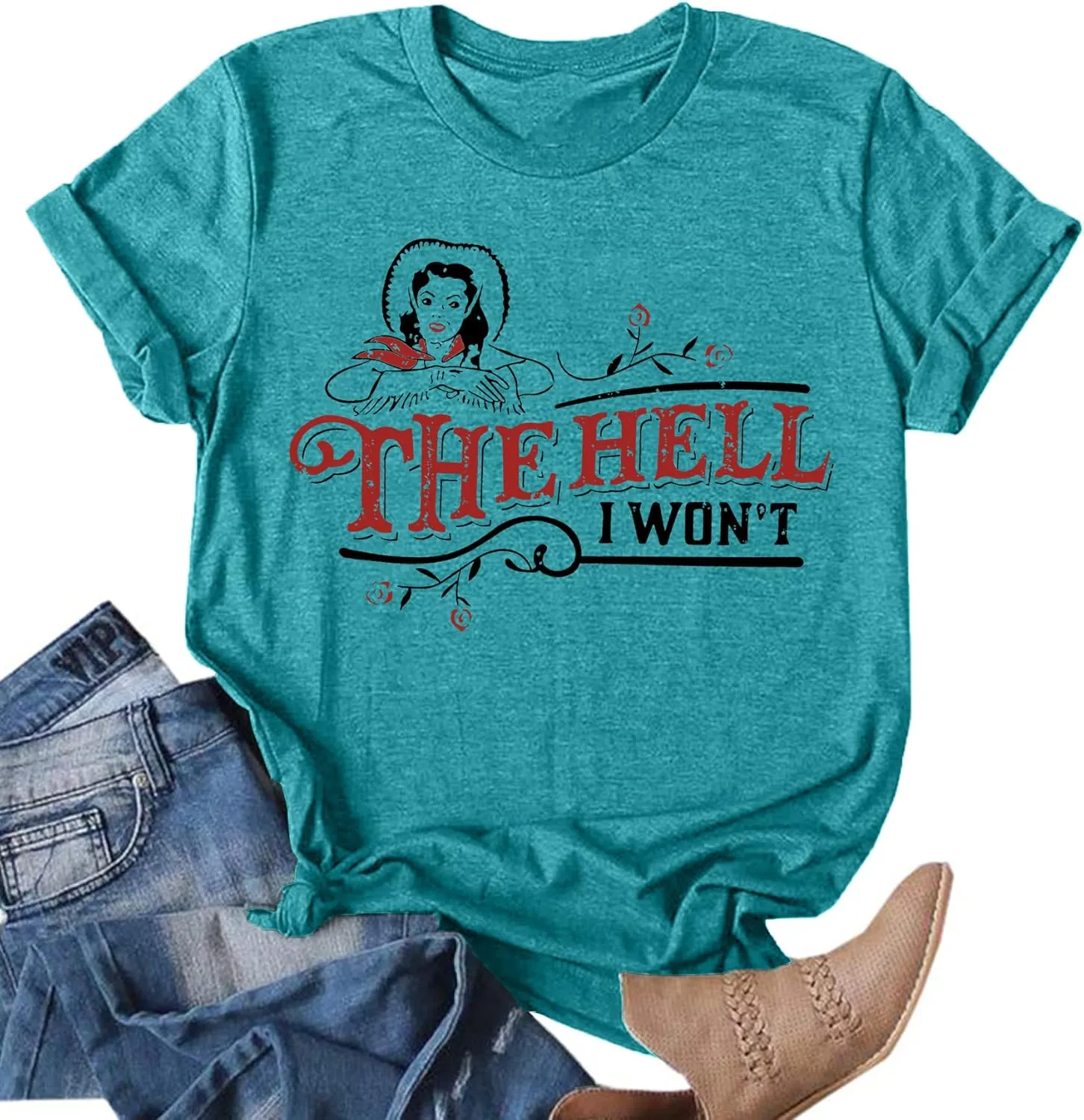 Womens Vintage Graphic T-Shirt Funny Saying Tees Casual Short Sleeve Top