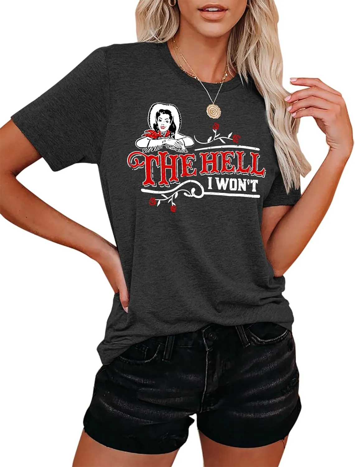 Womens Vintage Graphic T-Shirt Funny Saying Tees Casual Short Sleeve Top