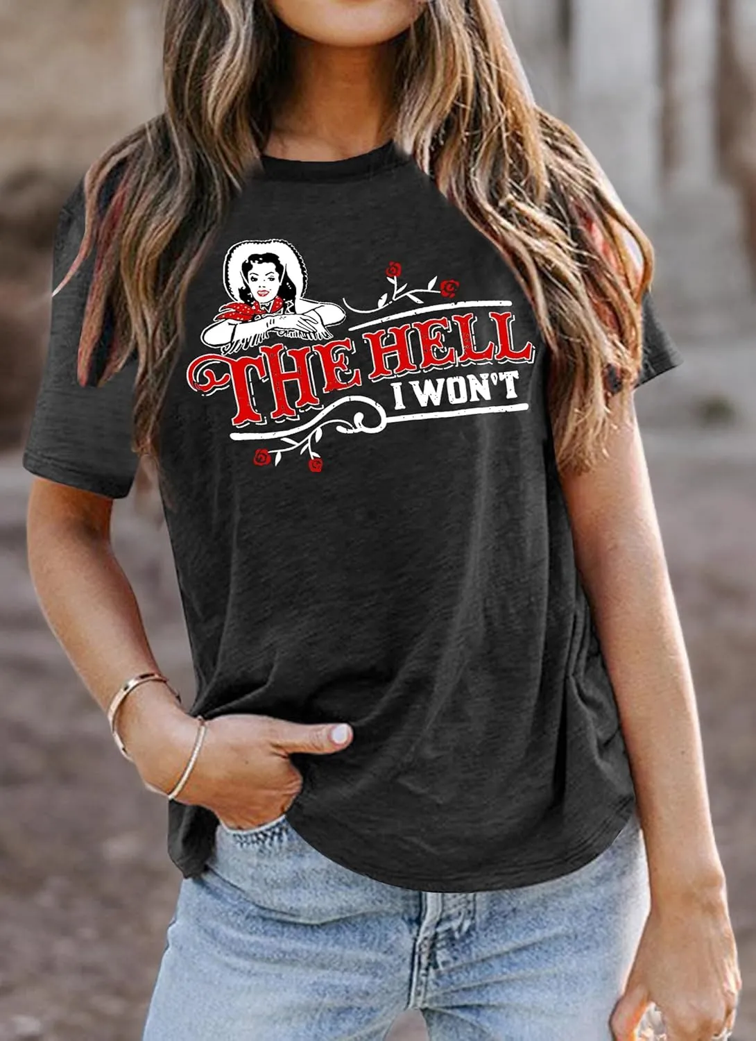 Womens Vintage Graphic T-Shirt Funny Saying Tees Casual Short Sleeve Top